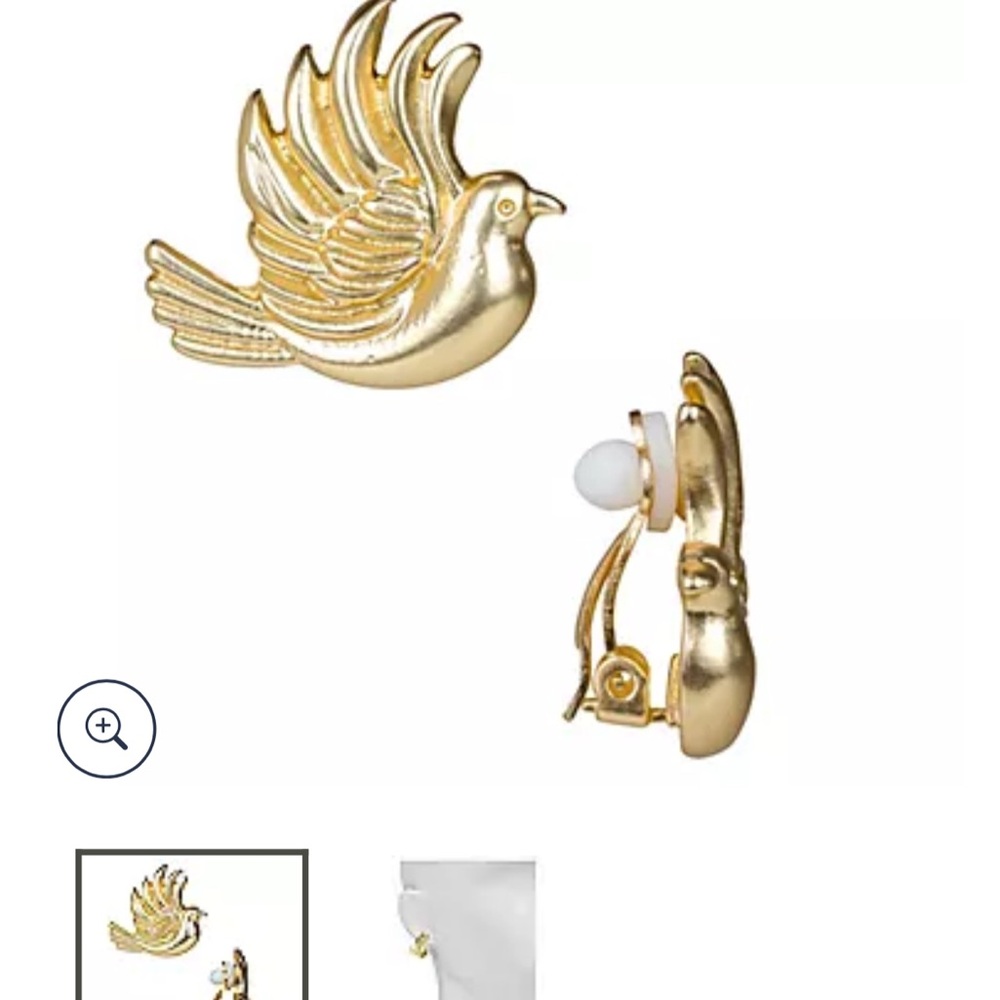PATRICIA NASH LOVE BIRD CLIP ON EARRINGS GOLDTONE BRASS NEW
